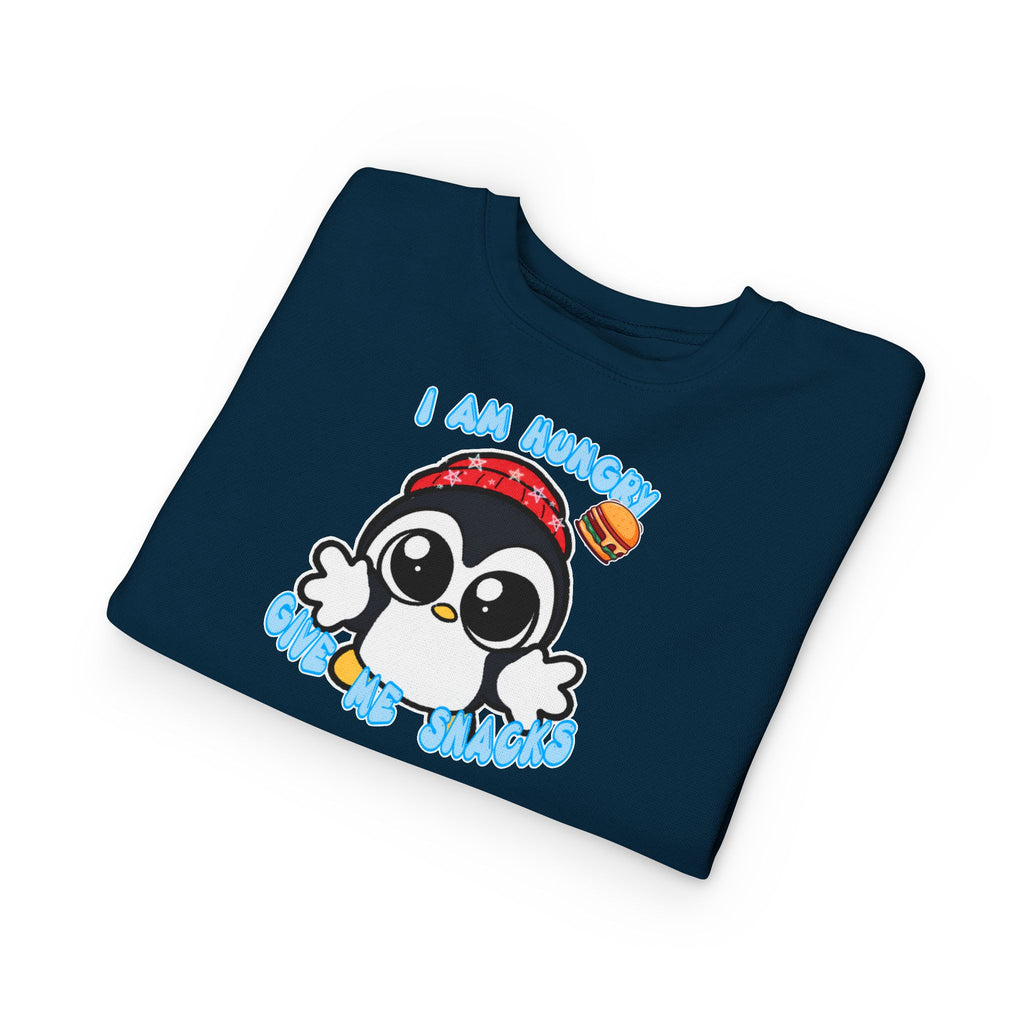 Kids Penguin Sweatshirt "I Am Hungry - Give Me Snacks" – Cute Toddler Pullover
