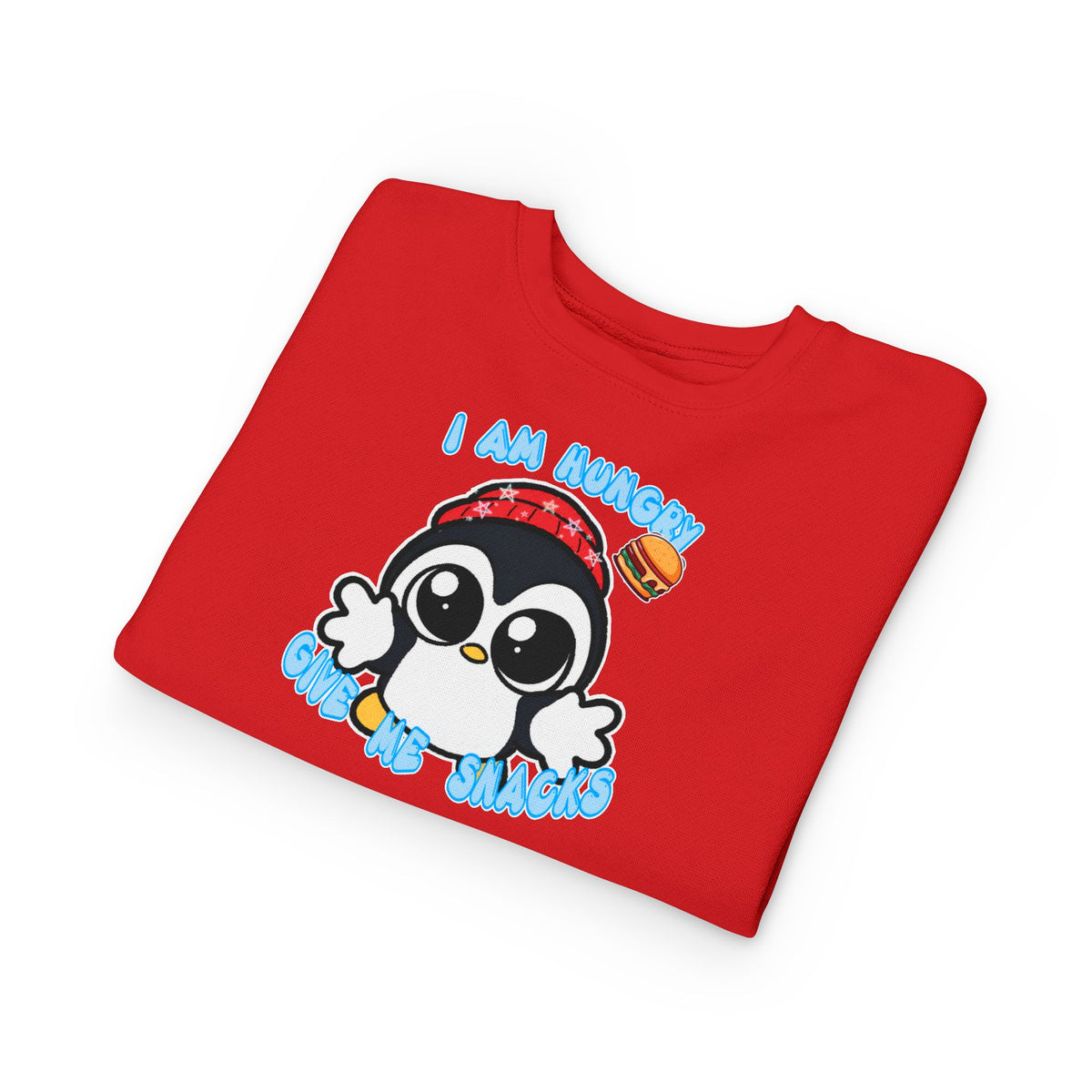 Kids Penguin Sweatshirt "I Am Hungry - Give Me Snacks" – Cute Toddler Pullover