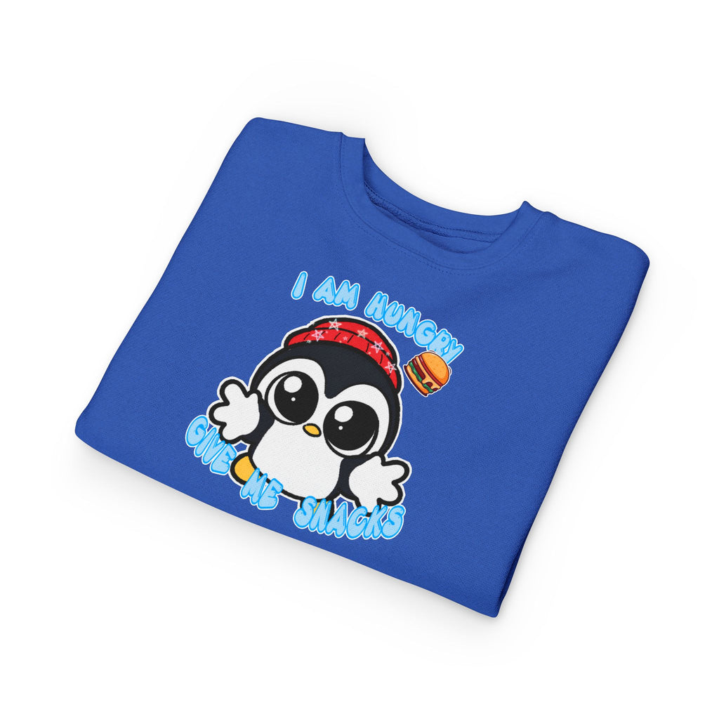Kids Penguin Sweatshirt "I Am Hungry - Give Me Snacks" – Cute Toddler Pullover