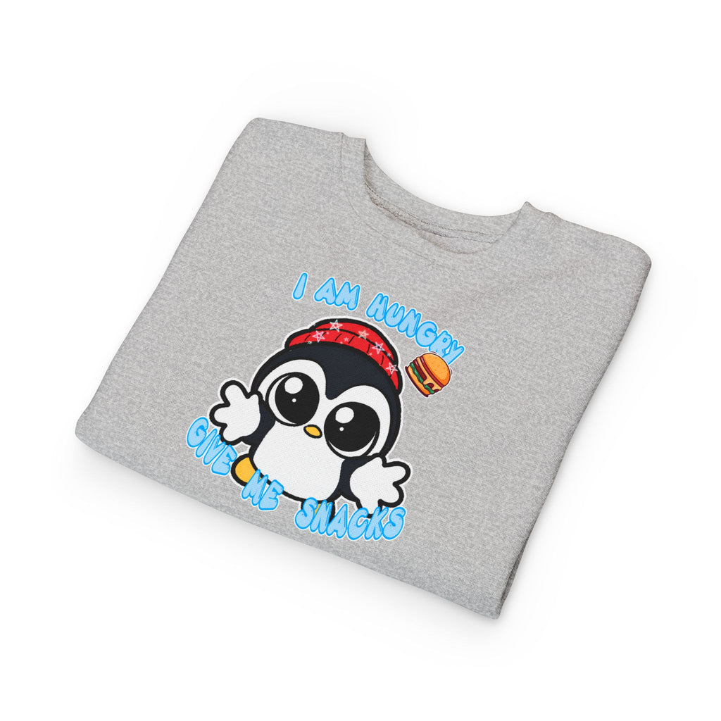 Kids Penguin Sweatshirt "I Am Hungry - Give Me Snacks" – Cute Toddler Pullover