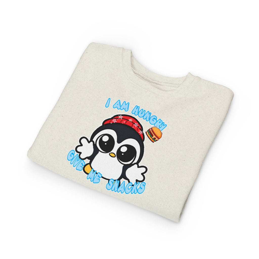 Kids Penguin Sweatshirt "I Am Hungry - Give Me Snacks" – Cute Toddler Pullover