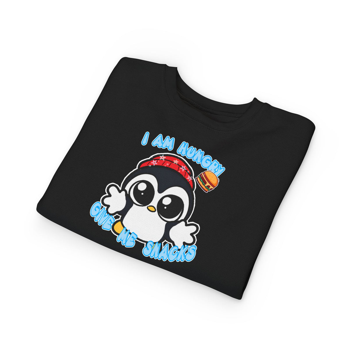 Kids Penguin Sweatshirt "I Am Hungry - Give Me Snacks" – Cute Toddler Pullover