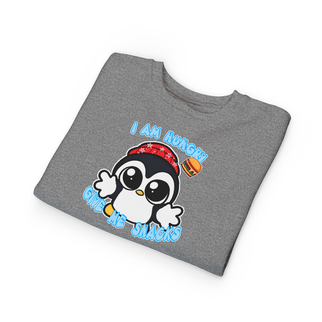 Kids Penguin Sweatshirt "I Am Hungry - Give Me Snacks" – Cute Toddler Pullover