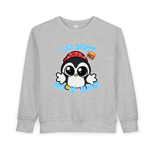 Kids Penguin Sweatshirt "I Am Hungry - Give Me Snacks" – Cute Toddler Pullover