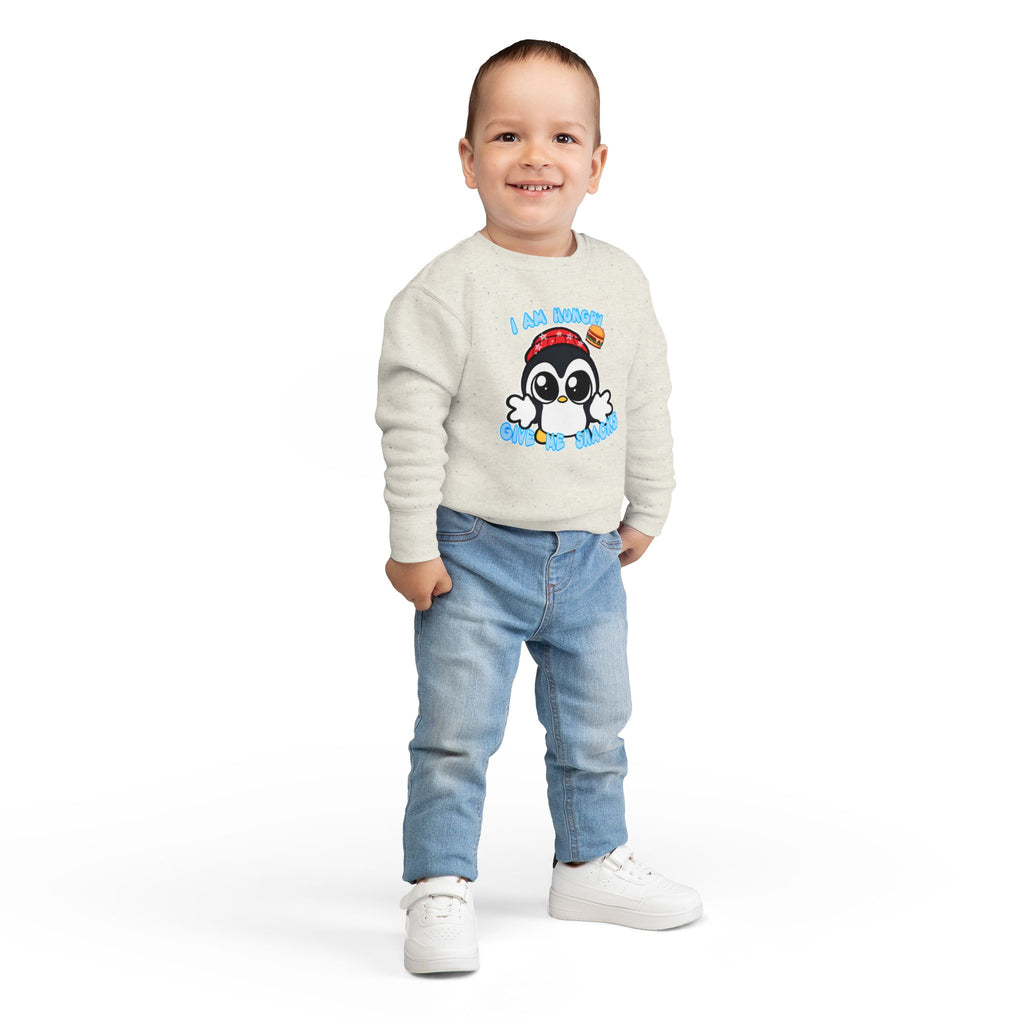 Kids Penguin Sweatshirt "I Am Hungry - Give Me Snacks" – Cute Toddler Pullover