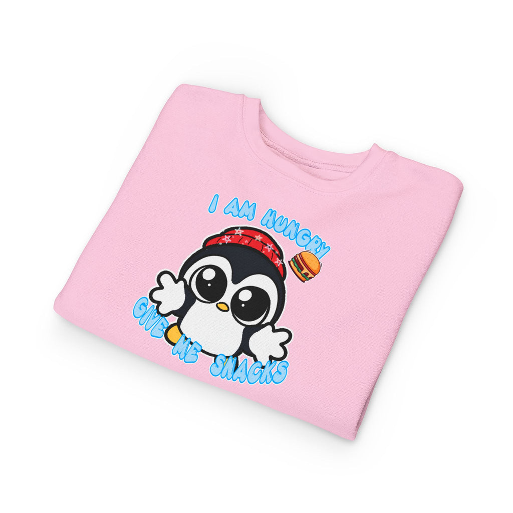 Kids Penguin Sweatshirt "I Am Hungry - Give Me Snacks" – Cute Toddler Pullover