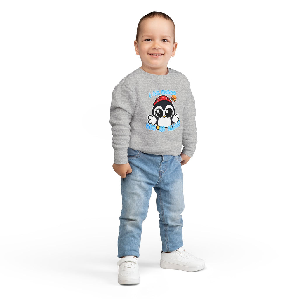 Kids Penguin Sweatshirt "I Am Hungry - Give Me Snacks" – Cute Toddler Pullover