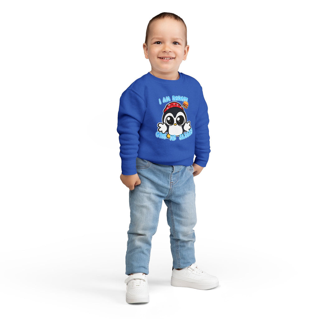 Kids Penguin Sweatshirt "I Am Hungry - Give Me Snacks" – Cute Toddler Pullover