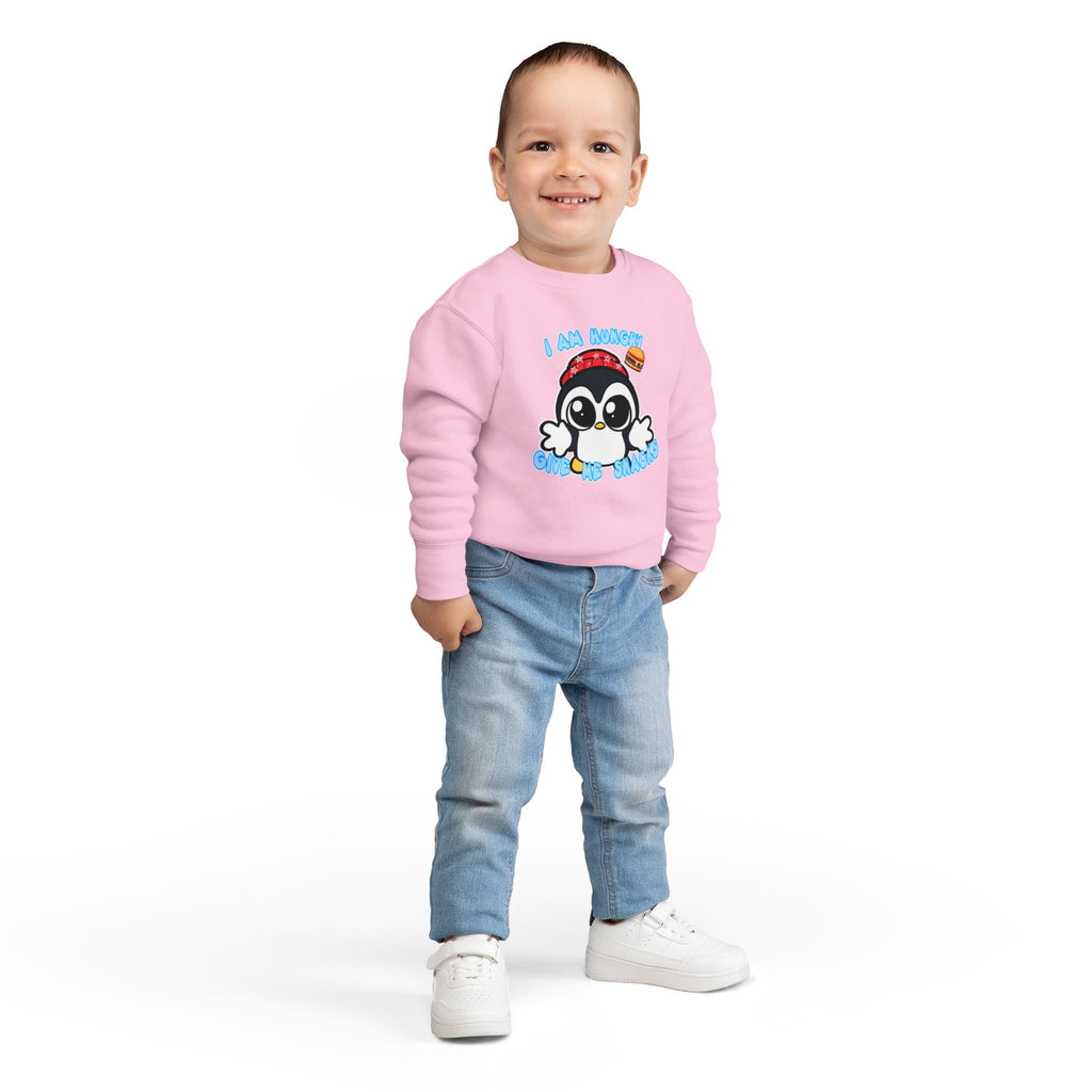 Kids Penguin Sweatshirt "I Am Hungry - Give Me Snacks" – Cute Toddler Pullover